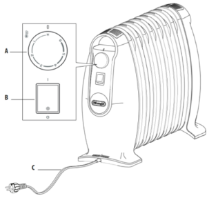 드롱기 전기 라디에이터 (Oil-filled radiator) TRNS0505M - 각 부분 명칭