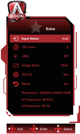 알파스캔 에이건 AGON 322QX - OSD 부가 기능 설정