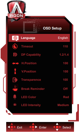 알파스캔 에이건 AGON 322QX - OSD 설정