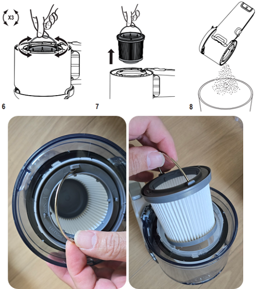 BLACK+DECKER 호루라기 무선 청소기 TPV1820RAC - 필터 청소