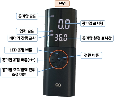 오아(OA) OCA-021BK 에어P 무선 공기압 주입기(에어 펌프) : 명칭
