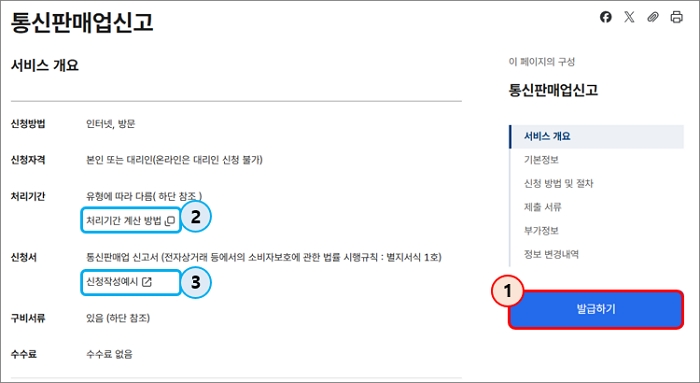 통신판매업 신고 방법 : 정부24 서비스 안내 페이지