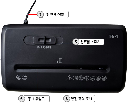 문서 세단기 파쇄기 분쇄기 P-30C / FS-1 : 각 부분 명칭