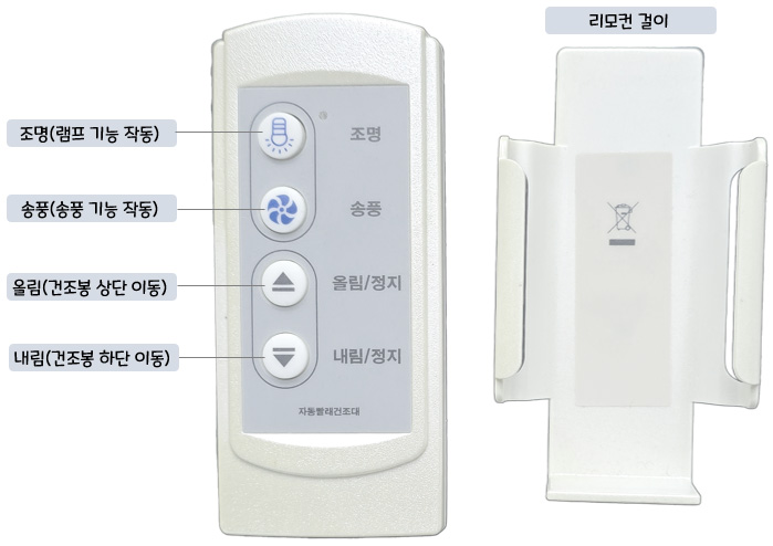 포세(posse) 전동식 세탁물 건조대 PSN-AH10A : 리모컨 및 리모컨 걸이