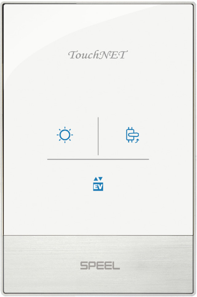 터치넷(TouchNET) 일괄소등+가스차단+엘리베이터 콜 스위치 : 모델명 STS-103S-3SEV-T2RI (출처: 스필 홈페이지)