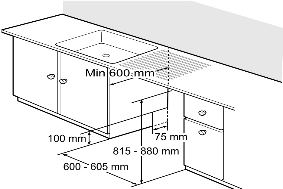 LG 식기세척기 DUE1BGLE, DUE2BGE : 빌트인 제품 설치 공간