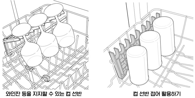 LG 식기세척기 DUE1BGLE, DUE2BGE : 컵 선반 활용하기