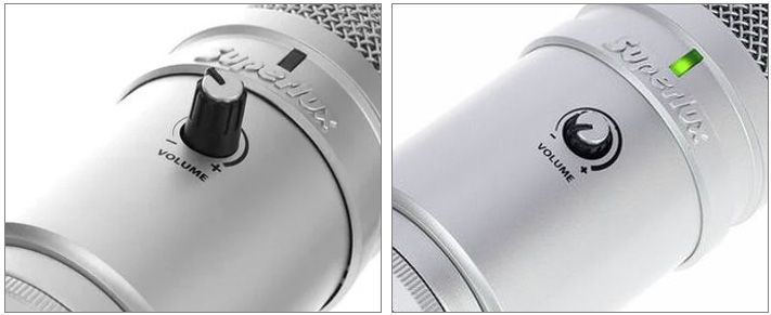 Superlux E205U USB 콘덴서 마이크 : 팝아웃 방식의 볼륨 컨트롤