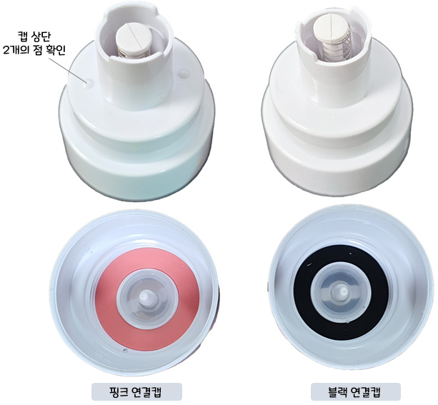홈플래닛 생수병 가습기 GO-2080C : 두 가지 타입의 연결캡