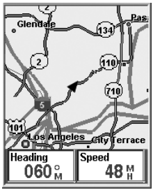 eXplorist 210 지도 화면에서 현재 위치 화살표가 표시되는 Position Mode 이미지