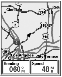 eXplorist 210 지도 화면에서 하단 정보창이 보이는 상태 이미지