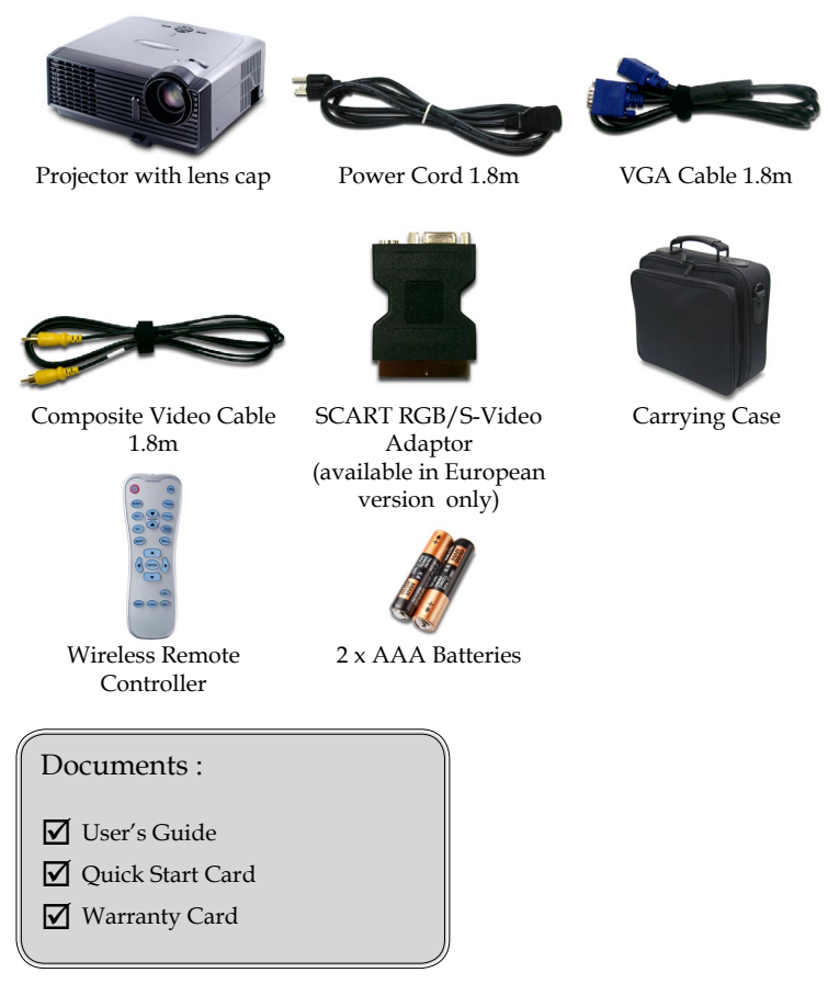 OPTOMA EP719 프로젝터 패키지 구성품