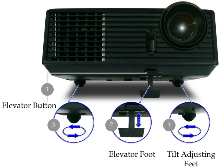 OPTOMA EP719 엘리베이터 풋 높이 조정 가이드