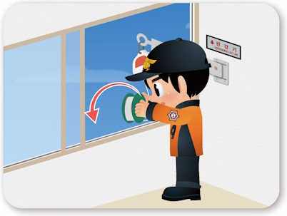 사용방법2 - 지지대를 창밖으로 밀고 줄을 아래로 떨어뜨리기