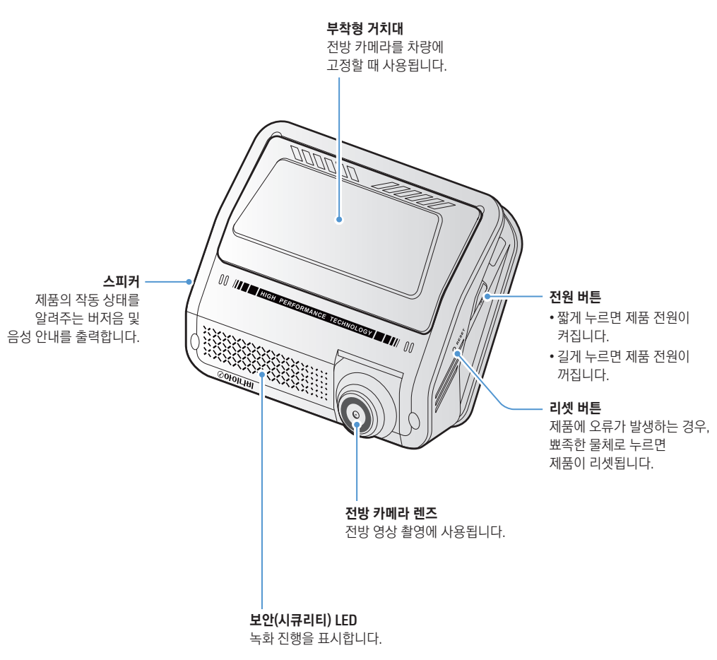 아이나비 QXD1 Plus 전방 카메라 앞면 사진과 설명