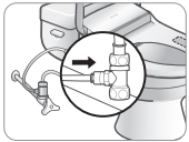 설치방법7 - 필터고정마개와 T자 연결관에 비데호스를 연결하는 모습의 사진