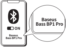 스마트폰 블루투스 목록에 Baseus Bass BP1 Pro가 표시되는 화면