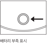 신일 BLDC 데스크팬의 배터리 부족 시 전원 버튼 LED가 빠르게 깜빡이는 모습 그림