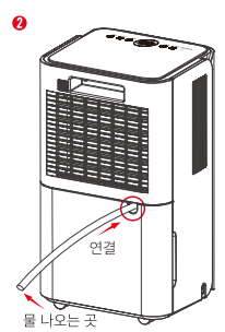 배수구에 연속 배수 호스를 단단히 연결하는 모습.
