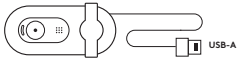 웹캠 정면과 USB-A 케이블 커넥터가 보이는 상단 뷰
