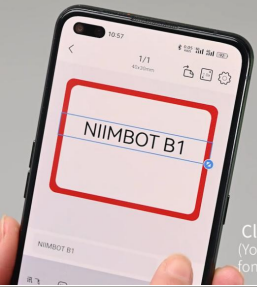 NIIMBOT 앱에서 라벨 템플릿의 이름과 크기 정보를 확인하는 화면