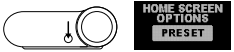 Stereo, EQ Presets, Meters 중 홈 화면 표시 방식을 고르는 GameHub OLED 메뉴