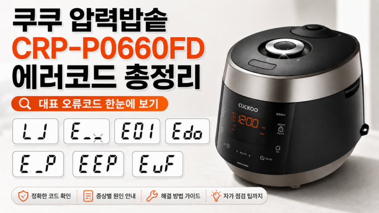 쿠쿠 압력밥솥 CRP-P0660FD 에러코드 총정리｜E01·E03·Edo·LU 해결 방법