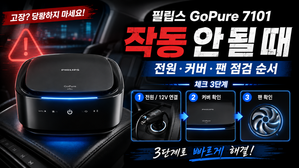 필립스 GoPure 7101 작동 안 될 때|전원·커버·팬 점검 순서
