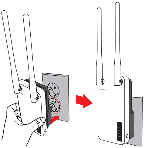 손으로 ipTIME Extender AX3000을 벽면 콘센트에 꽂는 장면