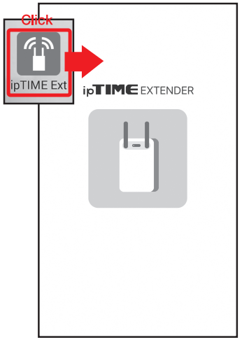 스마트폰에서 ipTIME Ext 앱 아이콘을 눌러 실행하는 화면