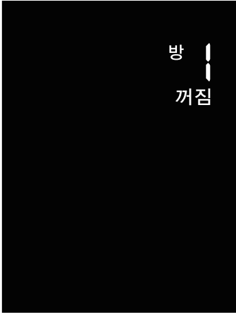 방 1이 꺼짐 상태로 표시된 코텍 DWRC-600 각실형 화면