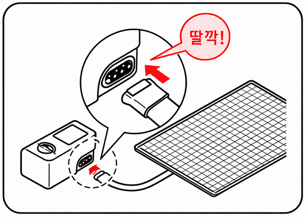 보일러 뒷면 출수와 환수 연결부에 이지커넥터를 체결하는 모습