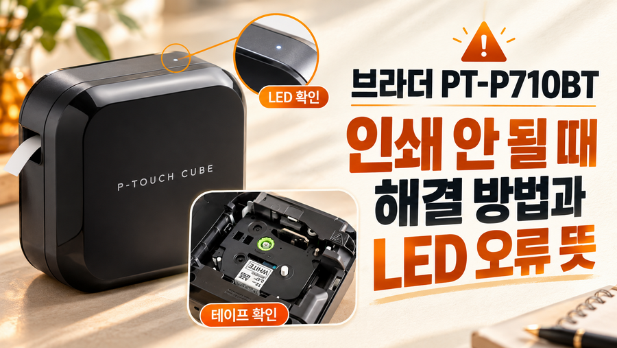 브라더 PT-P710BT 인쇄 안 될 때 해결 방법과 LED 오류 뜻