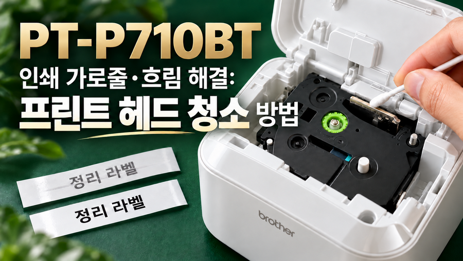PT-P710BT 인쇄 가로줄·흐림 해결: 프린트 헤드 청소 방법