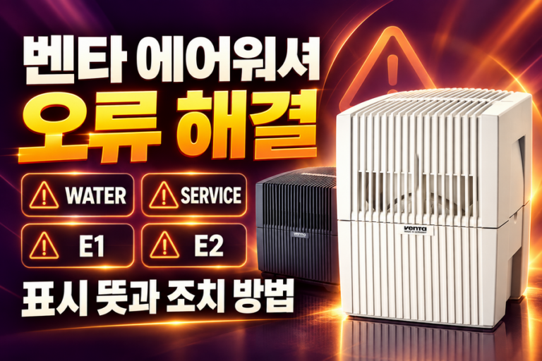 벤타 에어워셔 오류 해결: WATER·SERVICE·E1·E2 표시 뜻과 조치 방법
