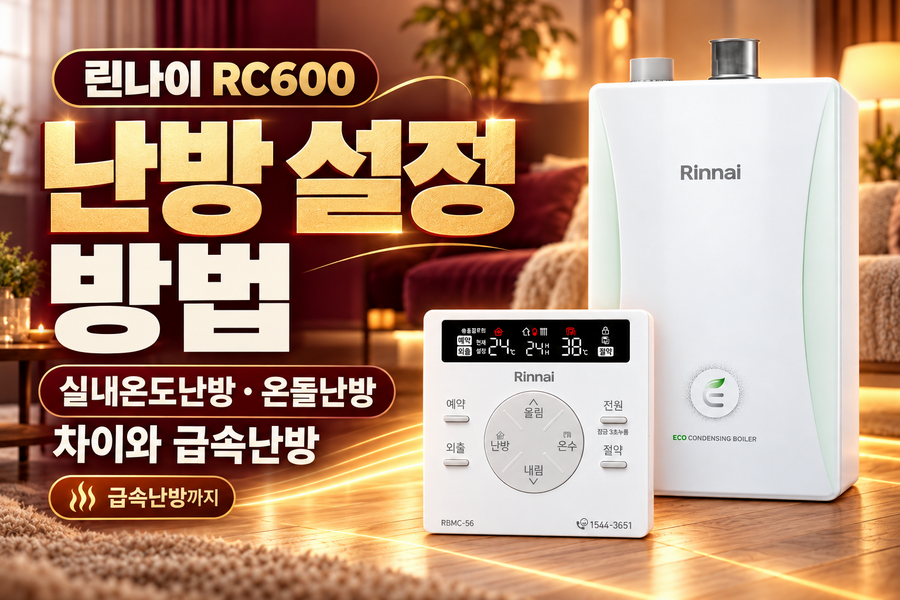 린나이 RC600 난방 설정 방법|실내온도난방·온돌난방 차이와 급속난방