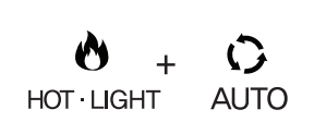 HOT·LIGHT와 AUTO를 함께 선택해 따뜻한 가습을 자동 조절하는 설정 안내