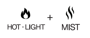 HOT·LIGHT와 MIST를 함께 선택해 따뜻한 가습의 분무량을 지정하는 안내
